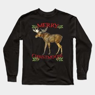 "Merry Christmoose" for Christmas Moose Lovers Long Sleeve T-Shirt